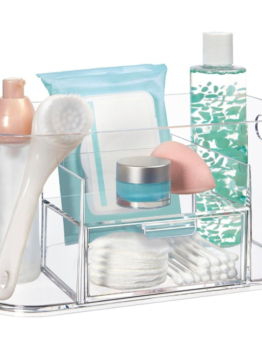 Bliss Clear Makeup Organizer for Countertop, Divided Bathroom Organizer & Storag